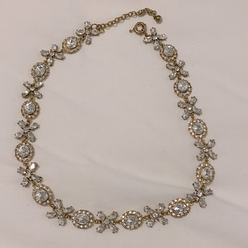 Gold and clear stone necklace